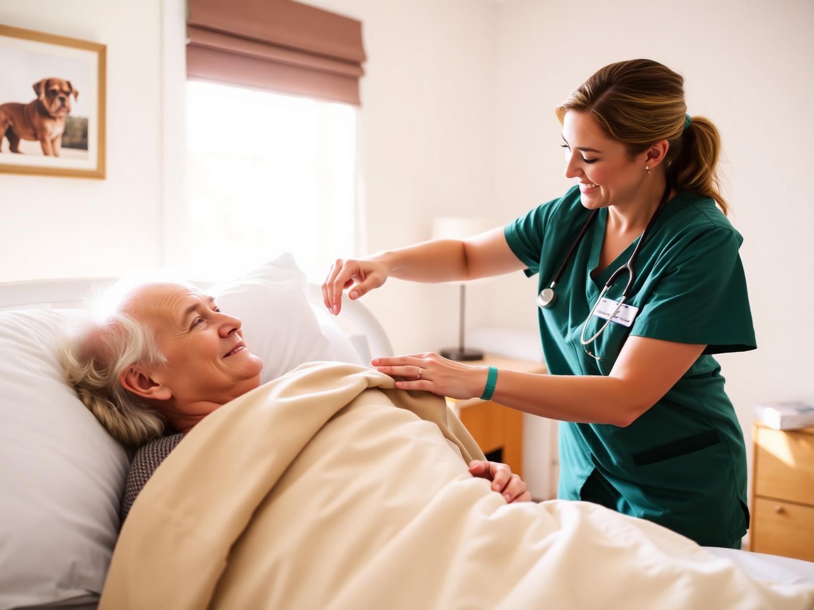 Nurse caring for post-surgical patient at home